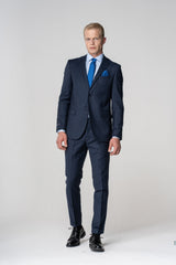 Abito gessato largo in pura lana