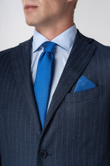 Abito gessato largo in pura lana