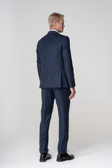 Abito gessato largo in pura lana