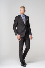 Abito gessato largo in pura lana