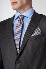 Abito gessato largo in pura lana