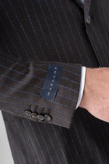 Abito gessato largo in pura lana