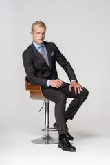 Abito gessato largo in pura lana