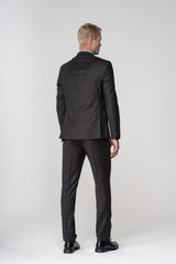 Abito gessato largo in pura lana