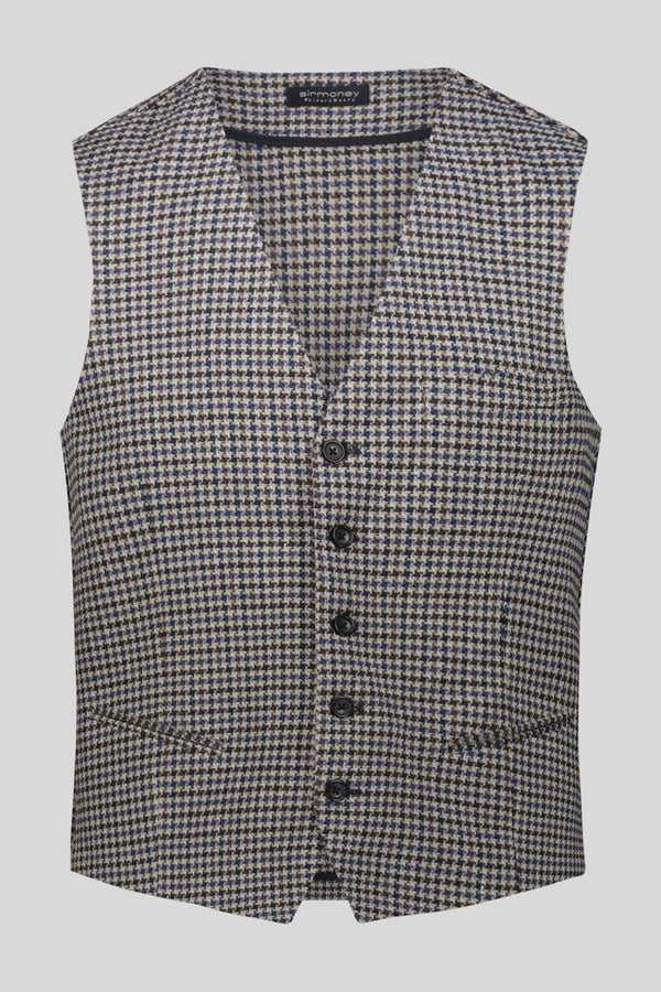 Gilet lino e cotone blu