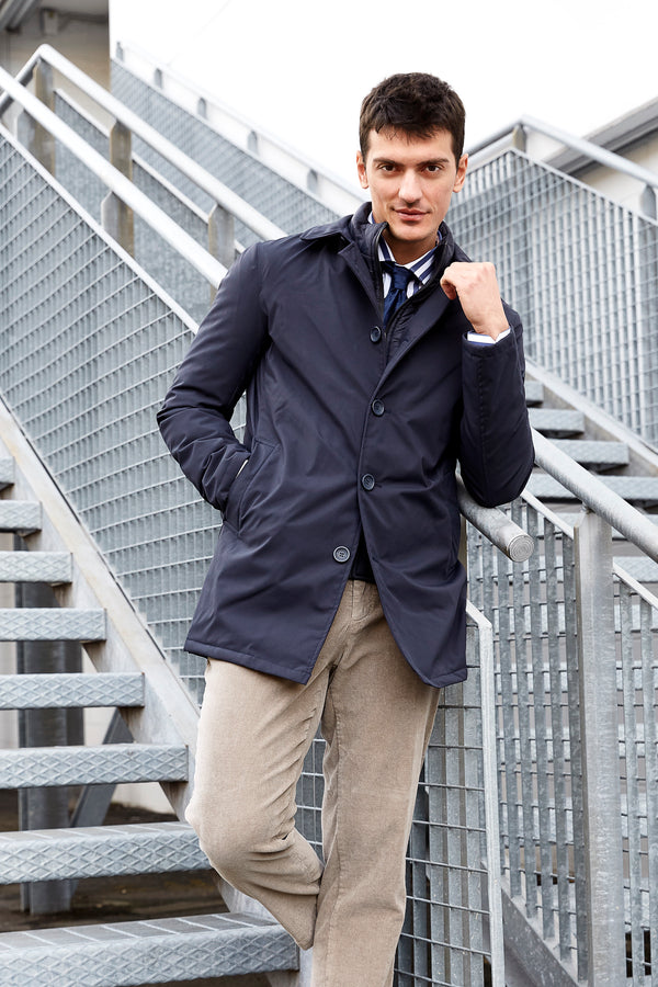 Trench coat with bib