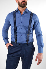 Basic-Hemd aus blauem Satin