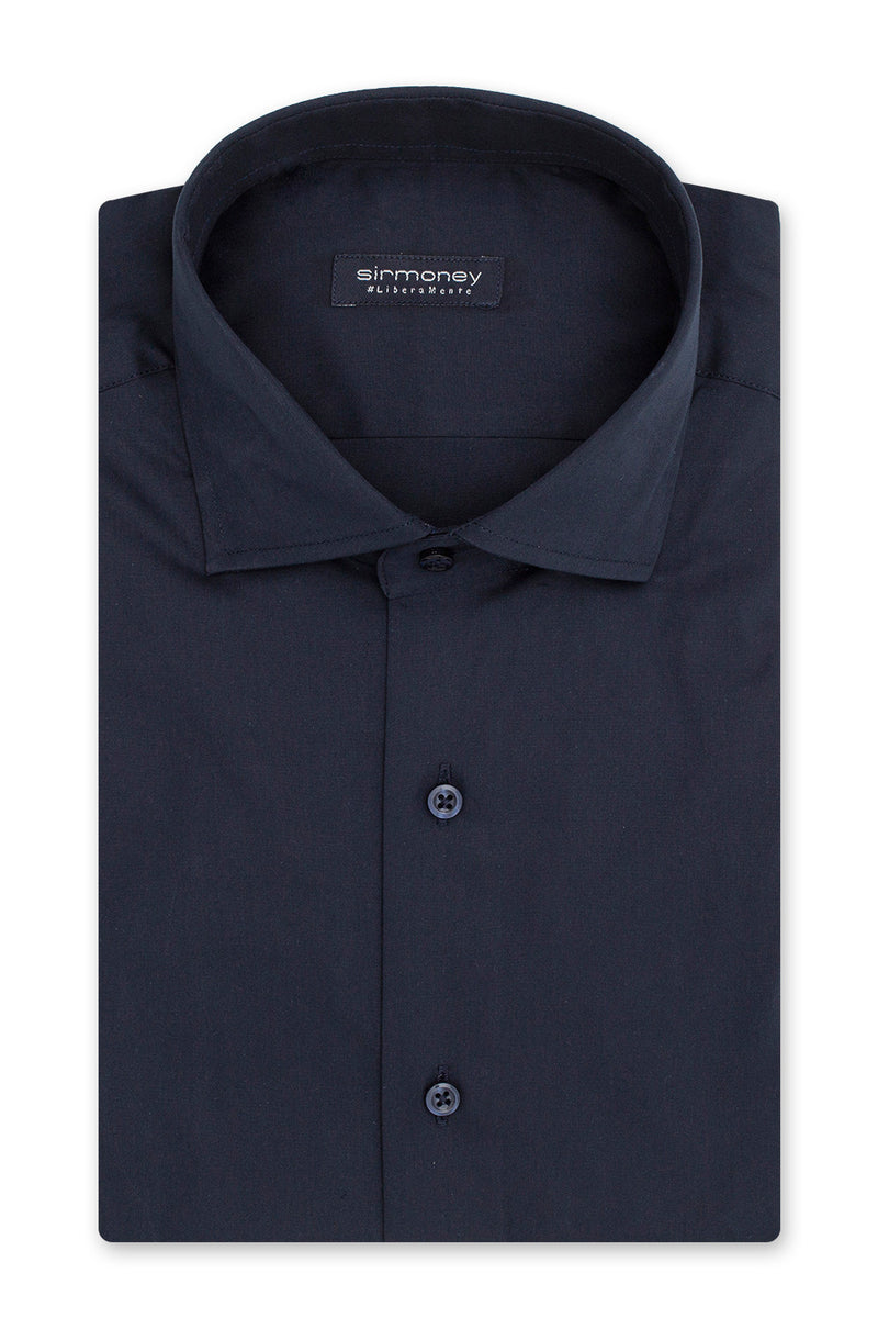 Basic-Hemd aus blauem Satin