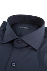 Basic-Hemd aus blauem Satin